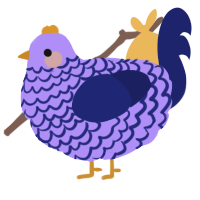 A lilac and navy chicken with a lace pattern