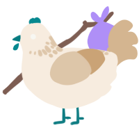 A cream and beige chicken with a neck-speckle pattern