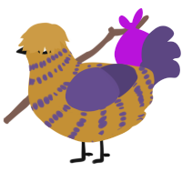 A gold and overcast chicken with a bar pattern