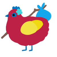 A crimson and yellow chicken