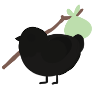 A sable and black chicken with a head pattern