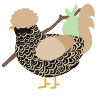 A sable and beige chicken with a double-lace pattern