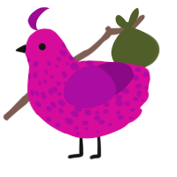 A fuchsia and plum chicken with a speckle pattern