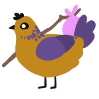 A ochre and overcast chicken with a neck-speckle pattern