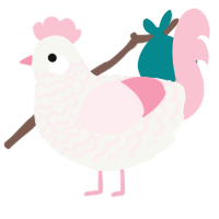 A white and rose chicken with a lace pattern