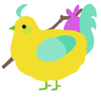 A yellow and mint chicken