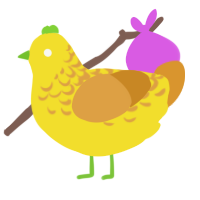 A yellow and orange chicken with a half-lace pattern
