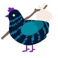 A tumblr and sea chicken with a bar pattern