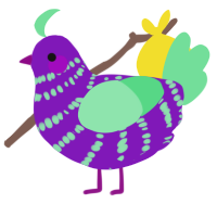 A violet and spring chicken with a bar pattern