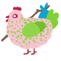 A rose and grass chicken with a speckle pattern
