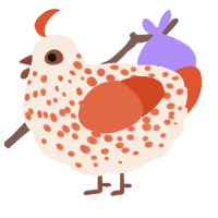 A cream and vermilion chicken with a speckle pattern