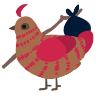 A brown and crimson chicken with a bar pattern