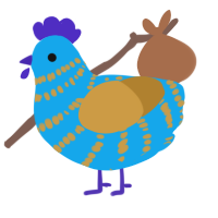 A sky and gold chicken with a bar pattern