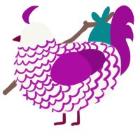 A white and plum chicken with a lace pattern