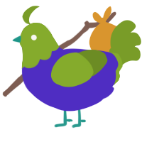 A indigo and chartreuse chicken with a head pattern