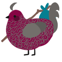 A maroon and grey chicken with a double-lace pattern
