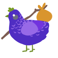 A indigo and blurple chicken with a half-lace pattern