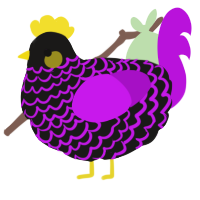 A sable and amethyst chicken with a lace pattern