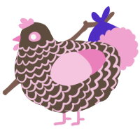 A bark and pink chicken with a lace pattern