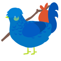 A sapphire and ultramarine chicken with a half-lace pattern