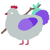 A silver and blurple chicken
