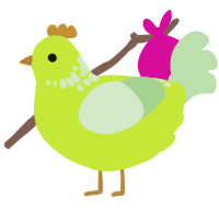 A lime and gluppy chicken with a neck-speckle pattern