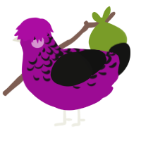 A plum and black chicken with a half-lace pattern