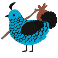 A cerulean and black chicken with a lace pattern