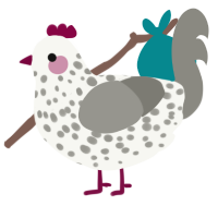 A white and ash chicken with a speckle pattern
