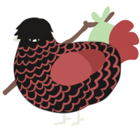 A sable and red chicken with a lace pattern