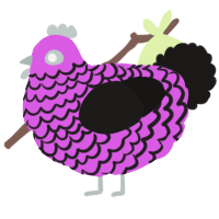 A orchid and sable chicken with a lace pattern