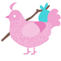 A pink chicken with a double-lace pattern