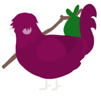 A wine chicken with a head pattern