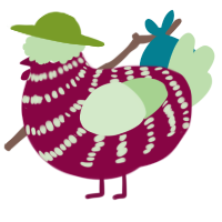 A maroon and gluppy chicken with a bar pattern
