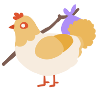 A cream and honey chicken with a head pattern