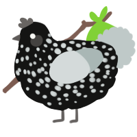 A black and silver chicken with a speckle pattern