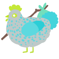 A silver and aqua chicken with a speckle pattern