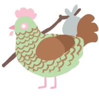Matcha Roll, a gluppy and brown chicken with a lace pattern