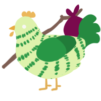 A apple and viridian chicken with a bar pattern