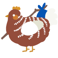 A russet and white chicken with a half-bar pattern