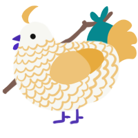 A white and honey chicken with a lace pattern