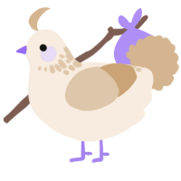 A cream and beige chicken with a neck-speckle pattern