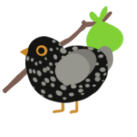 A black and ash chicken with a speckle pattern