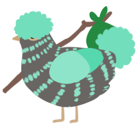 A grey and mint chicken with a bar pattern