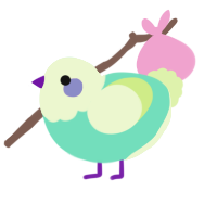 A mint and apple chicken with a head pattern