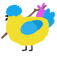 A yellow and sky chicken