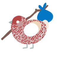 A red and cream chicken with a double-lace pattern