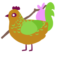 A ochre and grass chicken with a half-lace pattern