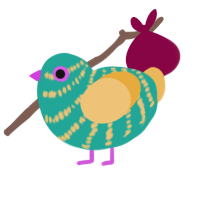 A turquoise and honey chicken with a bar pattern