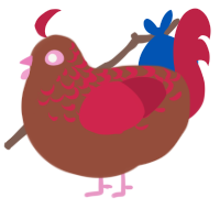 A russet and crimson chicken with a half-lace pattern